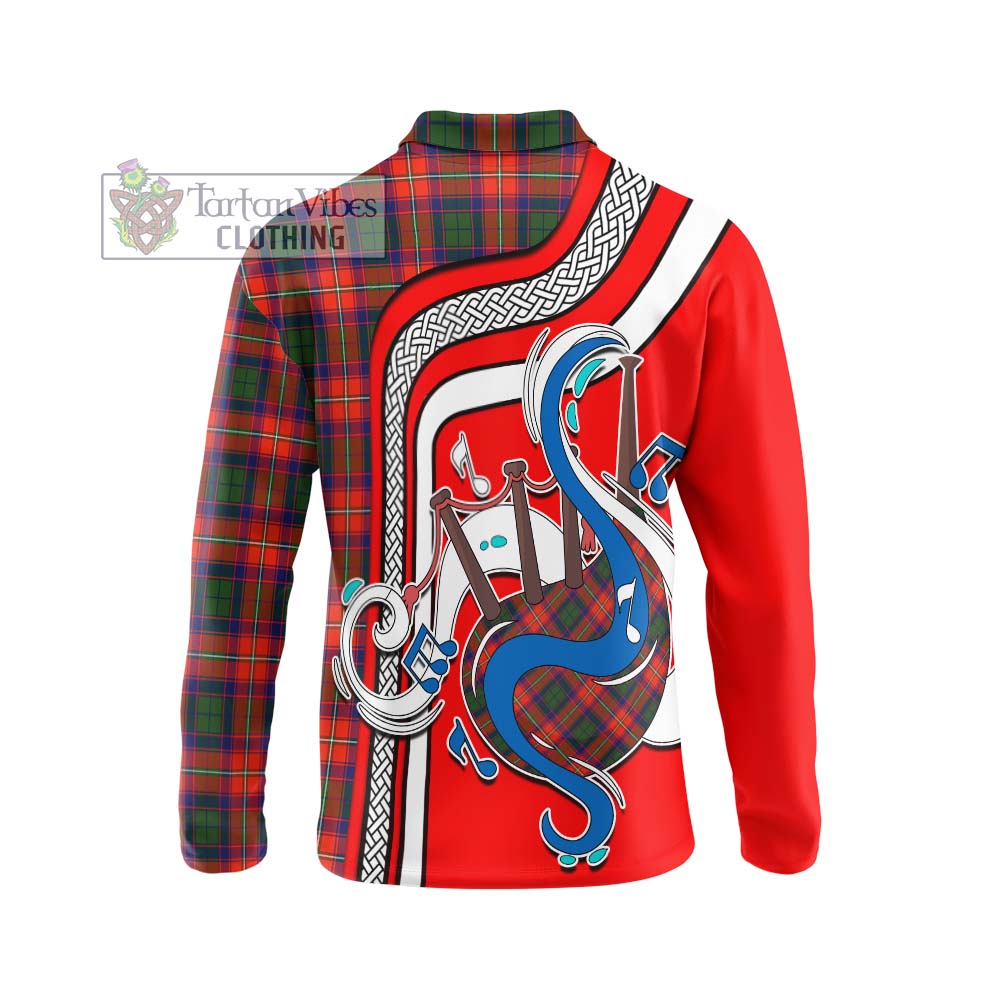 Tartan Vibes Clothing Riddell Tartan Long Sleeve Polo Shirt with Epic Bagpipe Style