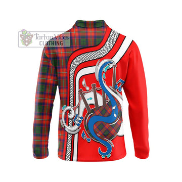 Riddell Tartan Long Sleeve Polo Shirt with Epic Bagpipe Style