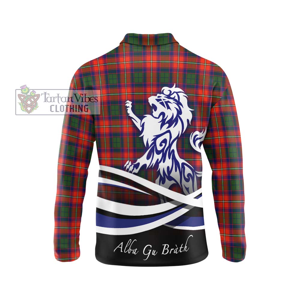 Riddell Tartan Long Sleeve Polo Shirt with Alba Gu Brath Regal Lion Emblem - Tartanvibesclothing Shop