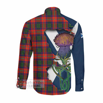 Riddell Tartan Family Crest Long Sleeve Button Shirt Scottish Thistle Celtic Inspired