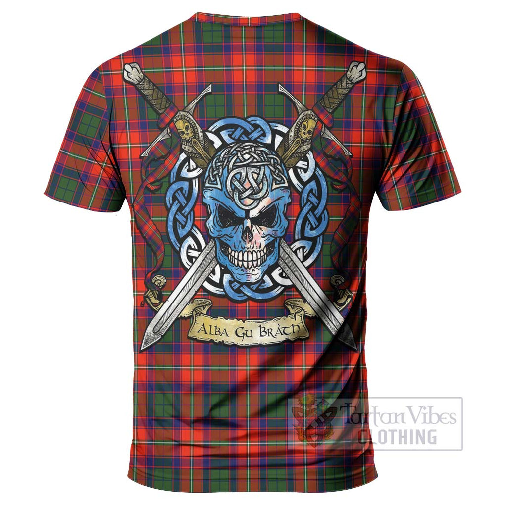 Tartan Vibes Clothing Riddell Tartan T-Shirt with Family Crest Celtic Skull Style