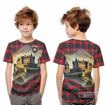 Riddell Tartan Family Crest Kid T-Shirt with Scottish Ancient Castle Style