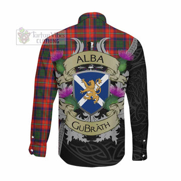 Riddell Tartan Family Crest Long Sleeve Button Shirt Lion Rampant Royal Thistle Shield Celtic Inspired