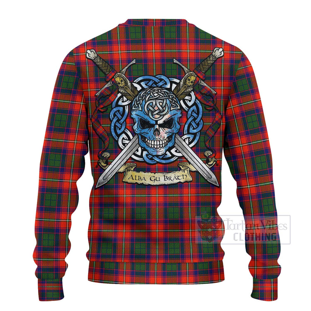 Tartan Vibes Clothing Riddell Tartan Knitted Sweater with Family Crest Celtic Skull Style