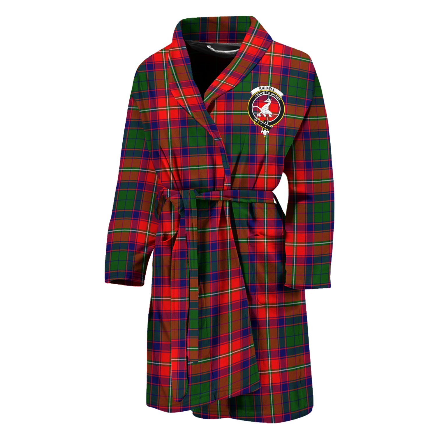 Riddell Tartan Bathrobe with Family Crest Unisex M - Tartan Vibes Clothing