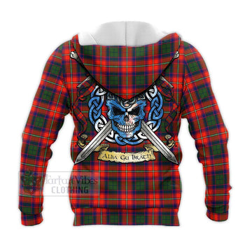 Riddell Tartan Knitted Hoodie with Family Crest Celtic Skull Style