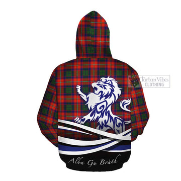 Riddell Tartan Cotton Hoodie with Alba Gu Brath Regal Lion Emblem Pullover Hoodie - Tartan Vibes Clothing