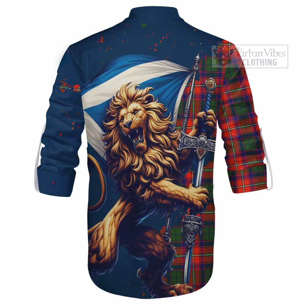 Tartan Vibes Clothing Riddell Tartan Family Crest Ghillie Kilt Shirt with Scottish Majestic Lion