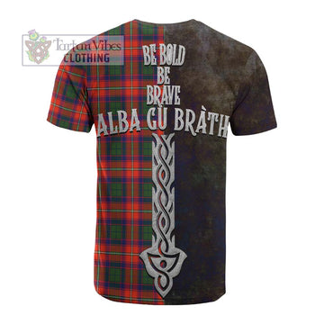 Riddell Tartan Family Crest Cotton T-shirt Alba Gu Brath Be Brave Lion Ancient Style