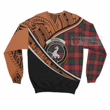 Riddell Crest Tartan Sweatshirt with Polynesian Vibes Style - Orange Version