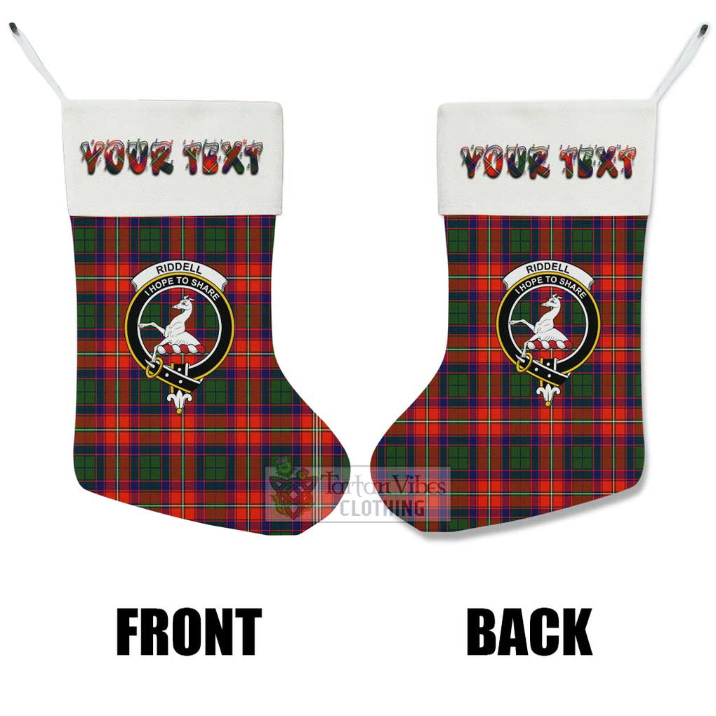 Tartan Vibes Clothing Riddell Tartan Family Crest Christmas Stocking with Personalized Text