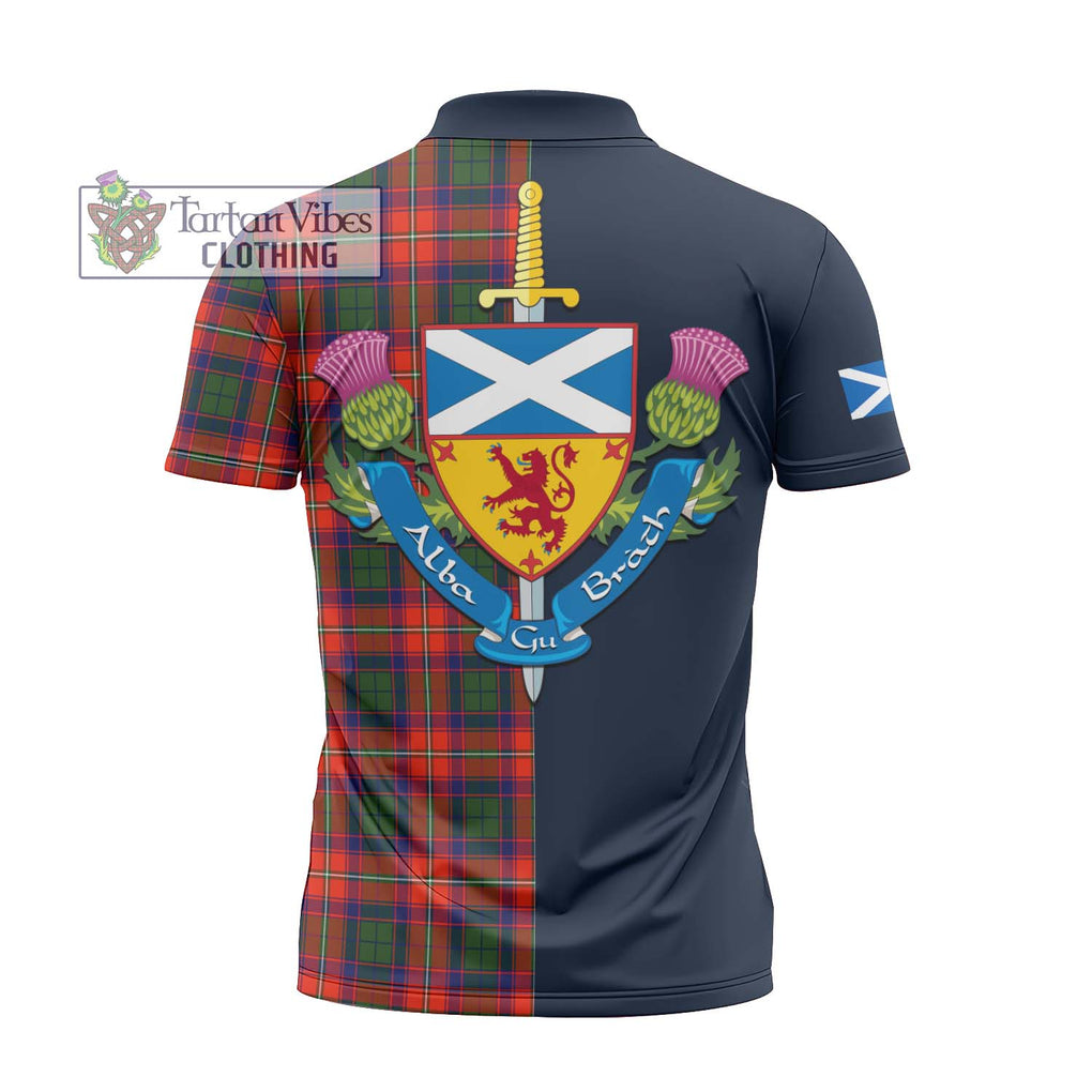 Tartan Vibes Clothing Riddell Tartan Zipper Polo Shirt with Scottish Lion Royal Arm Half Style