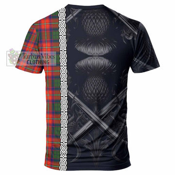 Riddell Tartan T-Shirt with Family Crest Cross Sword Thistle Celtic Vibes