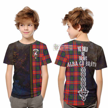 Riddell Tartan Family Crest Kid T-Shirt Alba Gu Brath Be Brave Lion Ancient Style