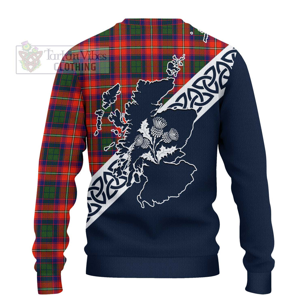 Tartan Vibes Clothing Riddell Tartan Knitted Sweater Featuring Thistle and Scotland Map