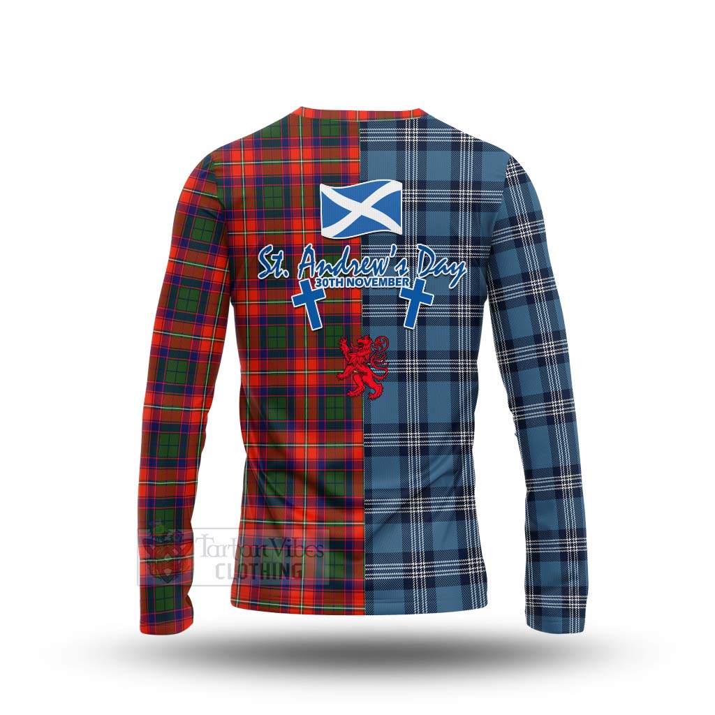 Tartan Vibes Clothing Riddell Tartan Long Sleeve T-Shirt Happy St. Andrew's Day Half Tartan Style