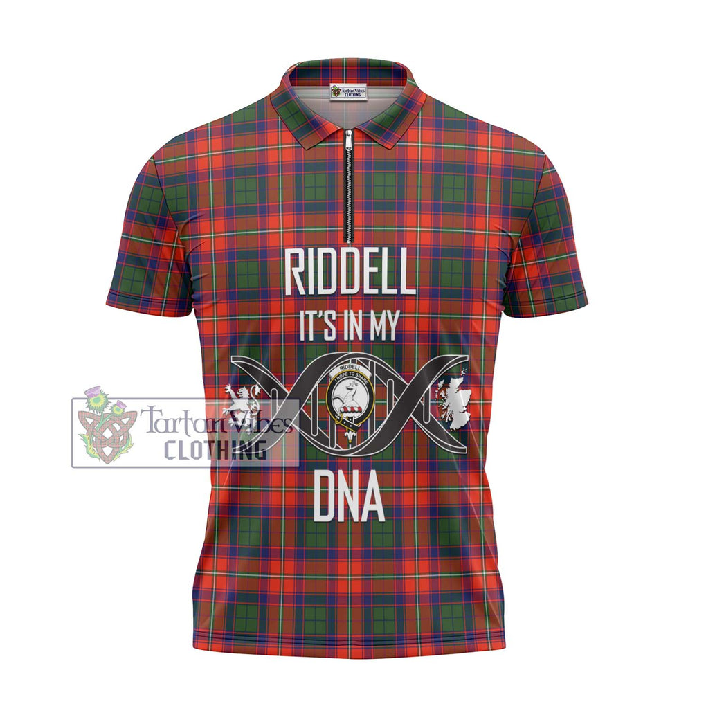 Riddell Tartan Zipper Polo Shirt with Family Crest DNA In Me Style - Tartanvibesclothing Shop