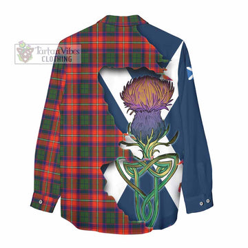 Riddell Tartan Family Crest Women's Casual Shirt Scottish Thistle Celtic Inspired