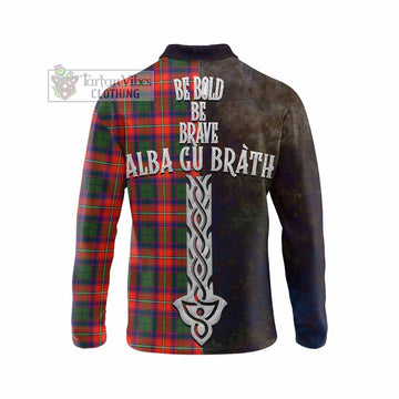 Riddell Tartan Family Crest Long Sleeve Polo Shirt Alba Gu Brath Be Brave Lion Ancient Style - Tartan Vibes Clothing