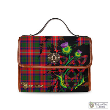 Riddell Tartan Waterproof Canvas Bag with Scotland Map and Thistle Celtic Accents