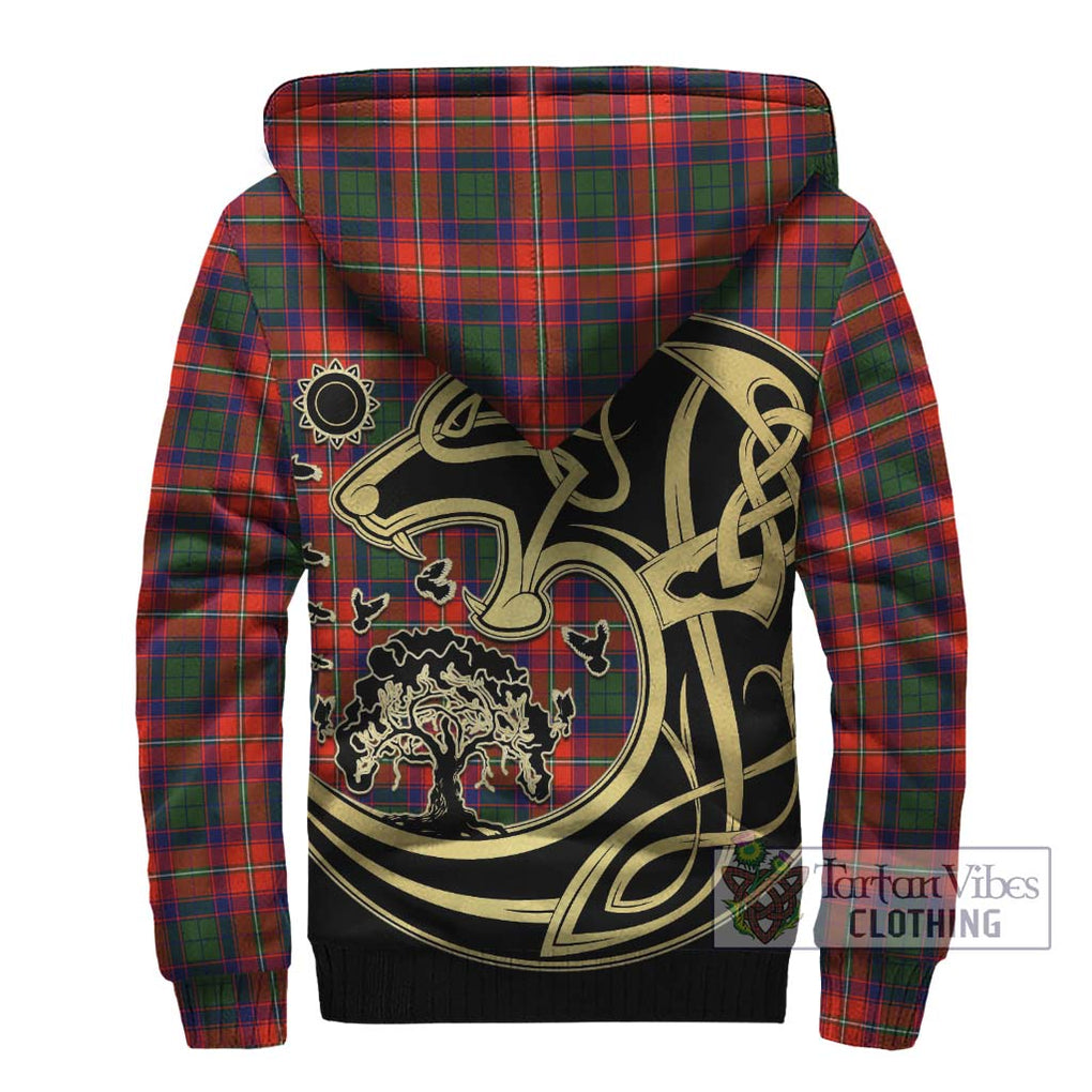 Riddell Tartan Sherpa Hoodie with Family Crest Celtic Wolf Style - Tartan Vibes Clothing