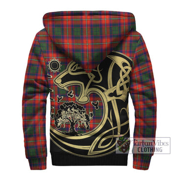 Riddell Tartan Sherpa Hoodie with Family Crest Celtic Wolf Style