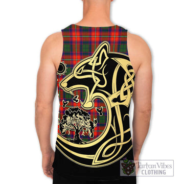 Riddell Tartan Men's Tank Top with Family Crest Celtic Wolf Style