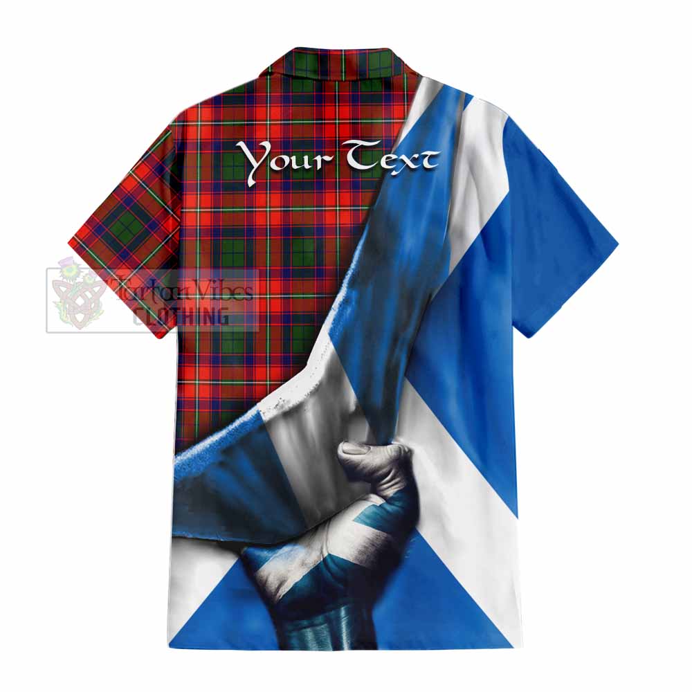 Tartan Vibes Clothing Riddell Tartan Short Sleeve Button Shirt with Family Crest Scotland Patriotic Style