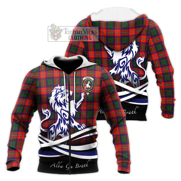 Riddell Tartan Knitted Hoodie with Alba Gu Brath Regal Lion Emblem