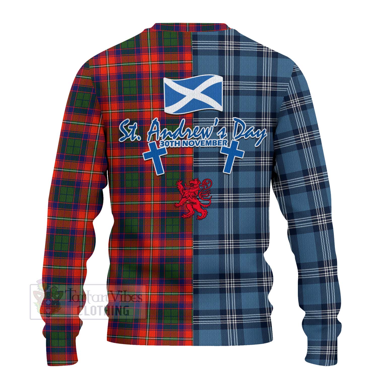 Tartan Vibes Clothing Riddell Tartan Knitted Sweater Happy St. Andrew's Day Half Tartan Style