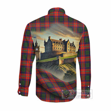 Riddell Tartan Family Crest Long Sleeve Button Shirt with Scottish Ancient Castle Style