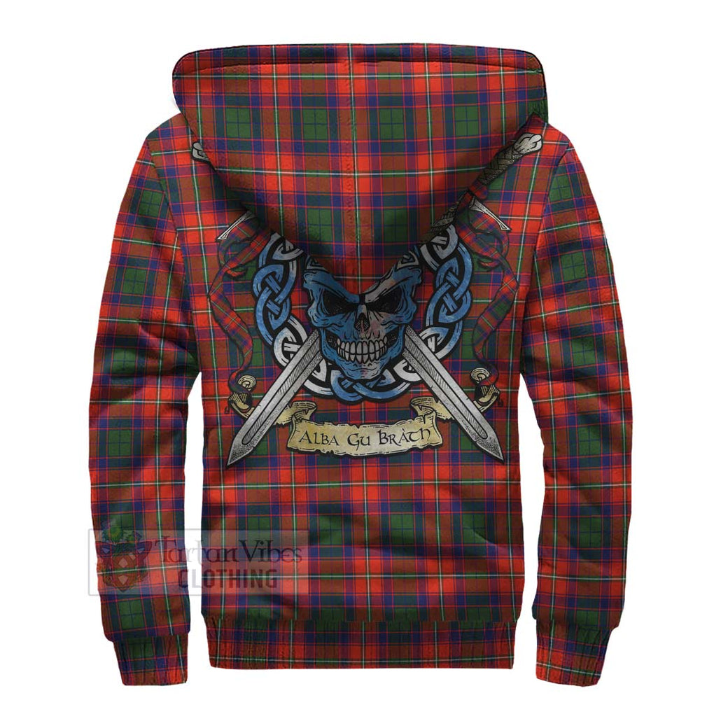 Tartan Vibes Clothing Riddell Tartan Sherpa Hoodie with Family Crest Celtic Skull Style