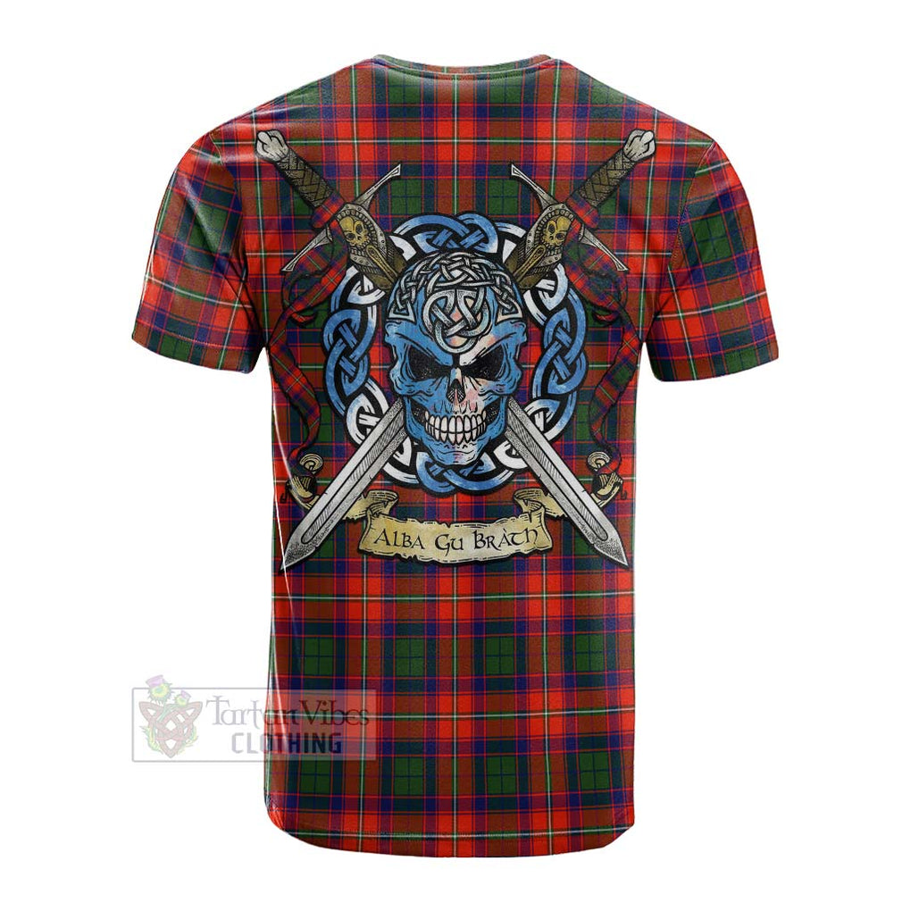 Tartan Vibes Clothing Riddell Tartan Cotton T-shirt with Family Crest Celtic Skull Style