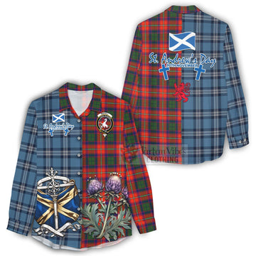 Riddell Tartan Women's Casual Shirt Happy St. Andrew's Day Half Tartan Style