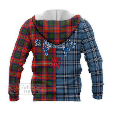 Riddell Tartan Knitted Hoodie Happy St. Andrew's Day Half Tartan Style