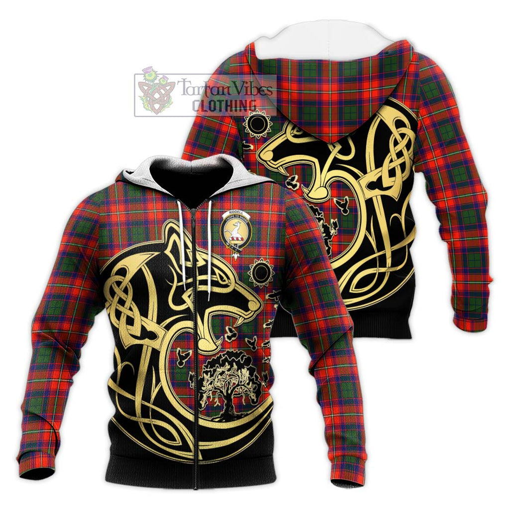 Riddell Tartan Knitted Hoodie with Family Crest Celtic Wolf Style Unisex Knitted Zip Hoodie - Tartan Vibes Clothing