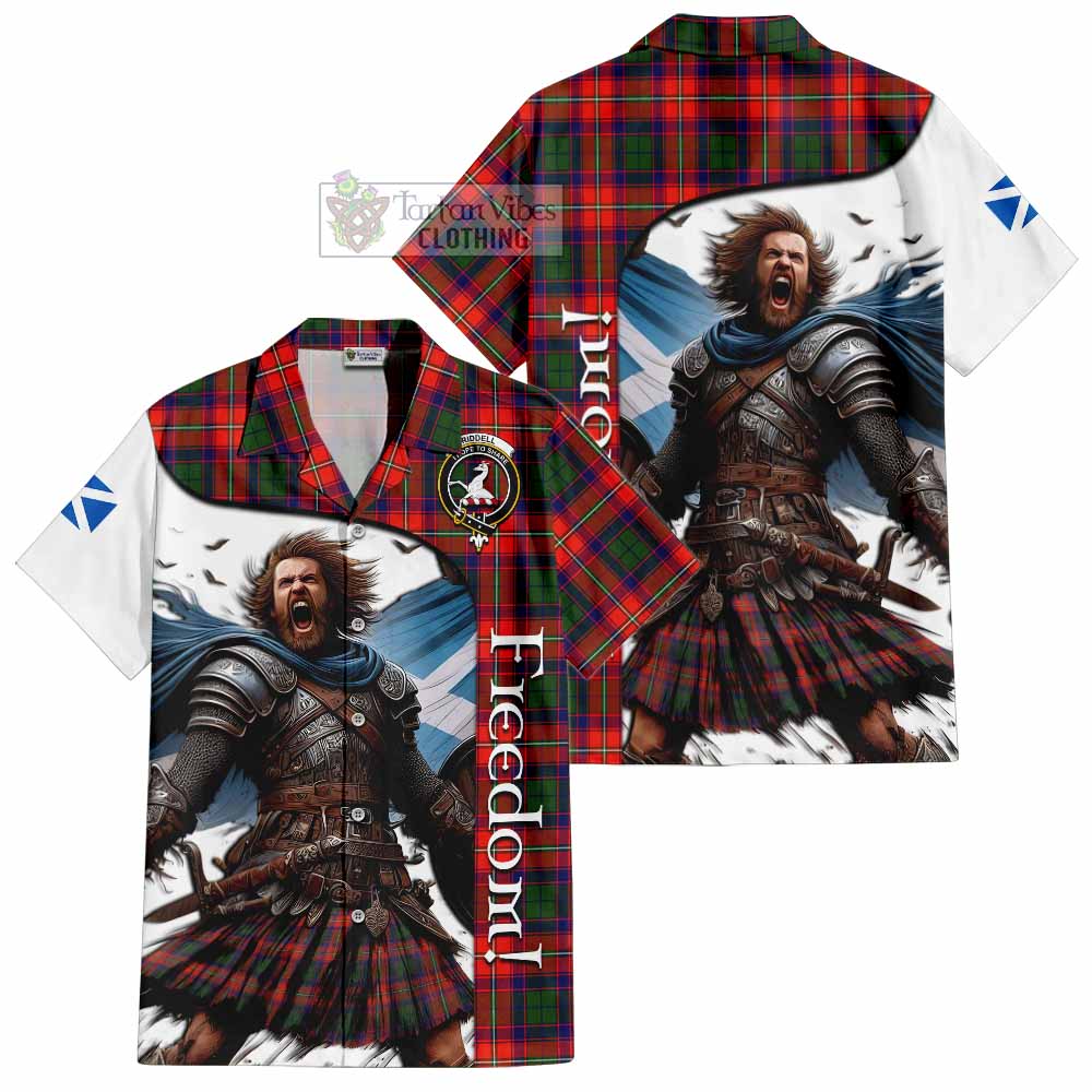 Tartan Vibes Clothing Riddell Crest Tartan Short Sleeve Button Shirt Inspired by the Freedom of Scottish Warrior