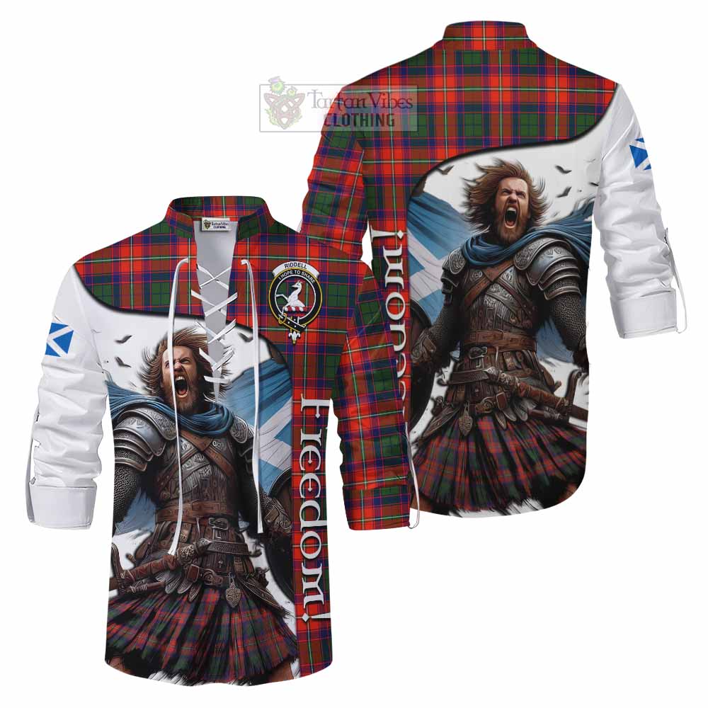 Tartan Vibes Clothing Riddell Crest Tartan Ghillie Kilt Shirt Inspired by the Freedom of Scottish Warrior