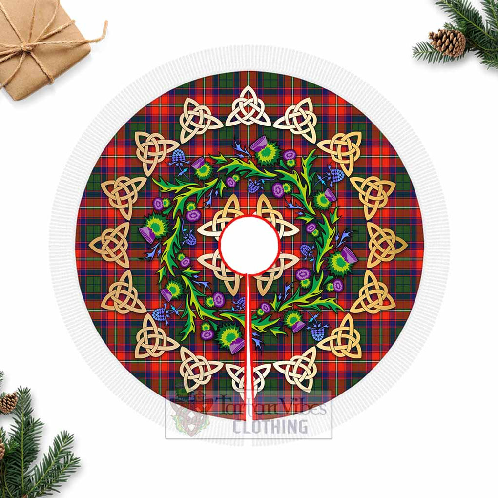 Tartan Vibes Clothing Riddell Tartan Christmas Tree Skirt with Thistle Celtic Knot Style