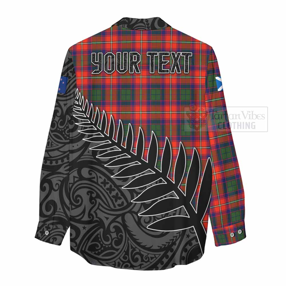 Tartan Vibes Clothing Riddell Crest Tartan Women's Casual Shirt with New Zealand Silver Fern Half Style