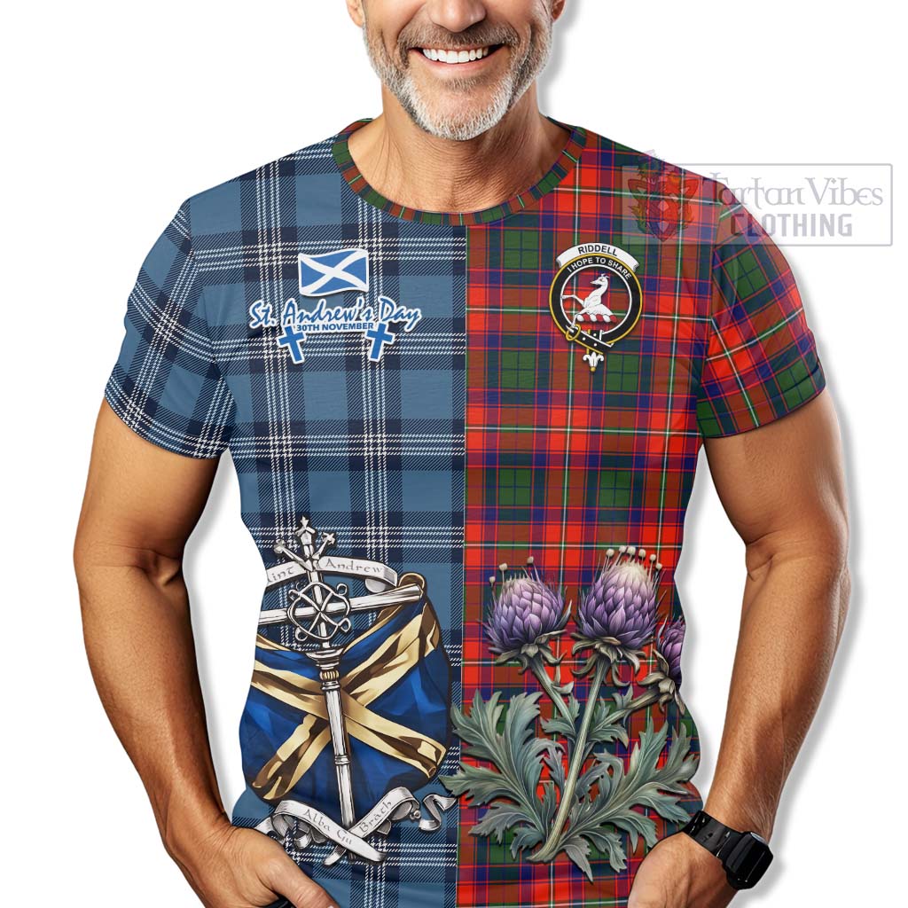 Tartan Vibes Clothing Riddell Tartan T-Shirt Happy St. Andrew's Day Half Tartan Style