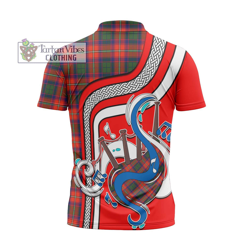 Riddell Tartan Zipper Polo Shirt with Epic Bagpipe Style - Tartanvibesclothing Shop