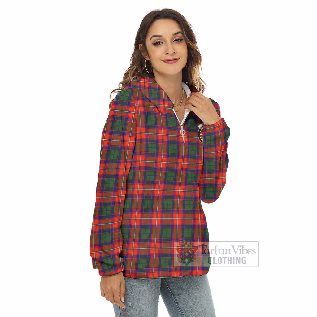 Tartan Vibes Clothing Riddell Tartan Crest Women's Borg  Half Zip Fleece Hoodie