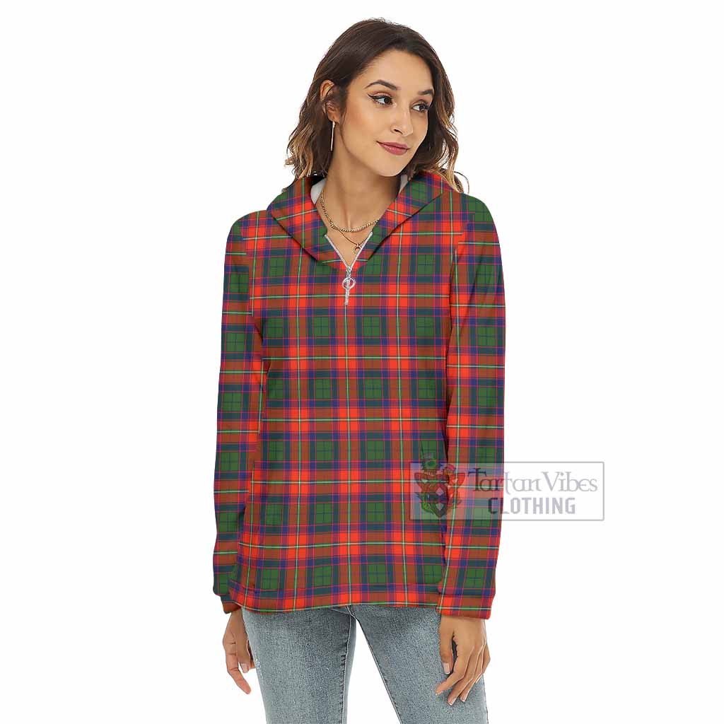 Tartan Vibes Clothing Riddell Tartan Women's Borg  Half Zip Fleece Hoodie