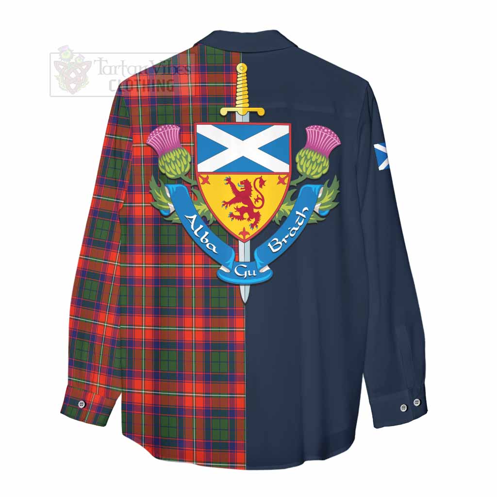 Tartan Vibes Clothing Riddell Tartan Women's Casual Shirt Alba with Scottish Lion Royal Arm Half Style