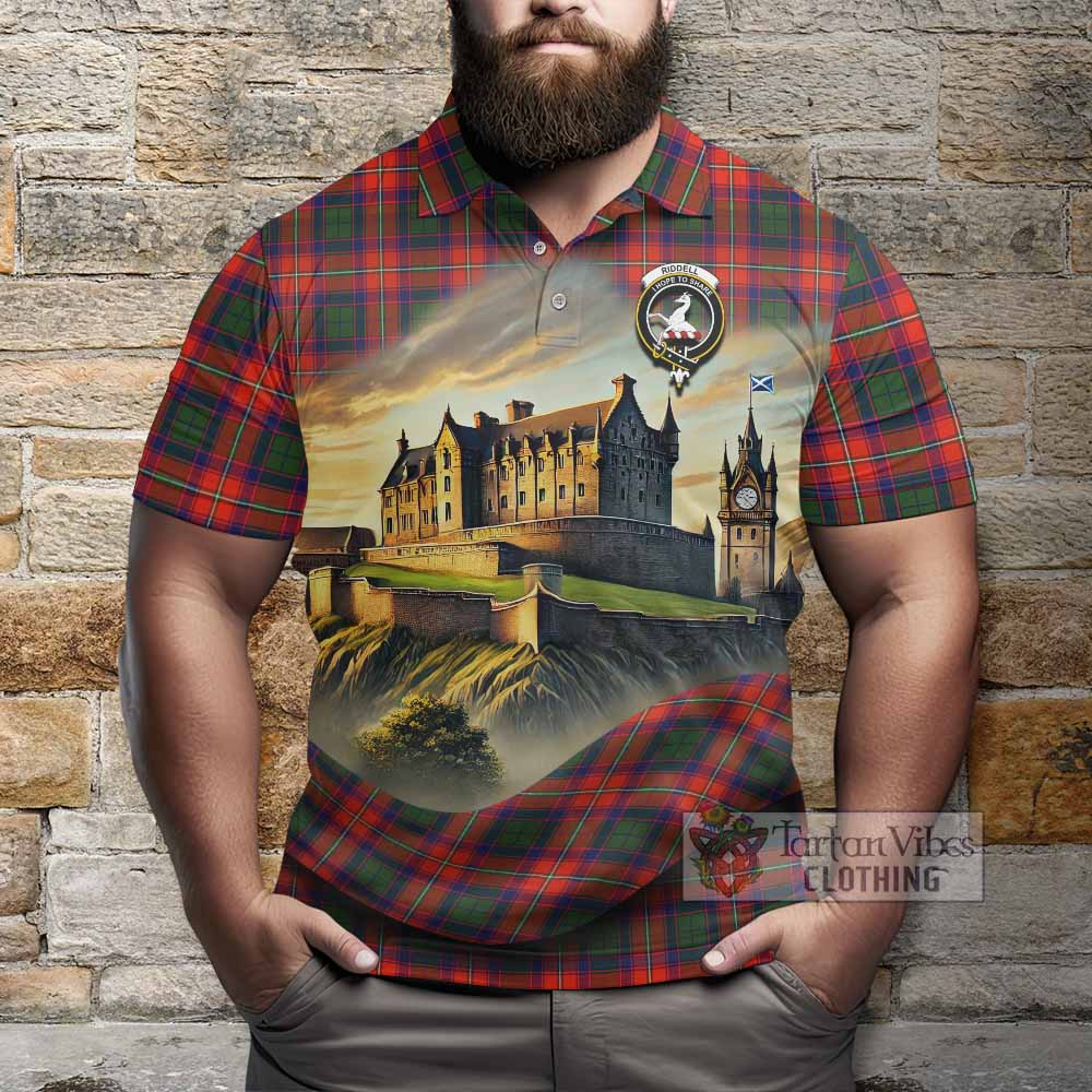Riddell Tartan Family Crest Polo Shirt with Scottish Ancient Castle Style - Tartan Vibes Clothing