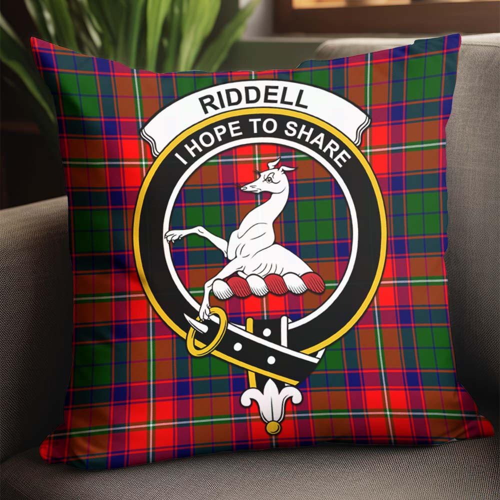 Riddell Tartan Pillow Cover with Family Crest - Tartanvibesclothing