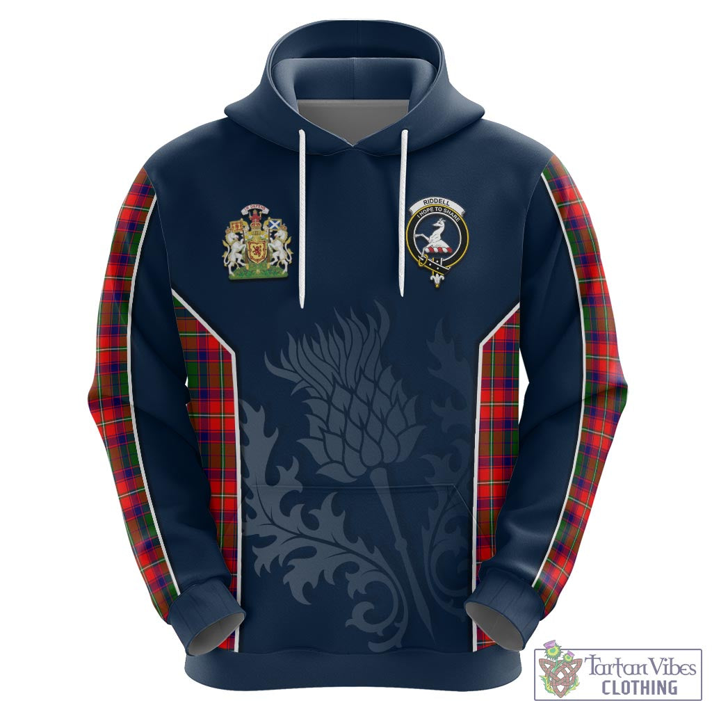 Tartan Vibes Clothing Riddell Tartan Hoodie with Family Crest and Scottish Thistle Vibes Sport Style