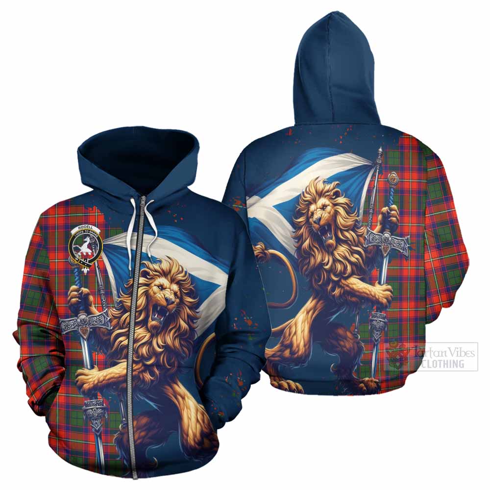 Tartan Vibes Clothing Riddell Tartan Family Crest Hoodie with Scottish Majestic Lion