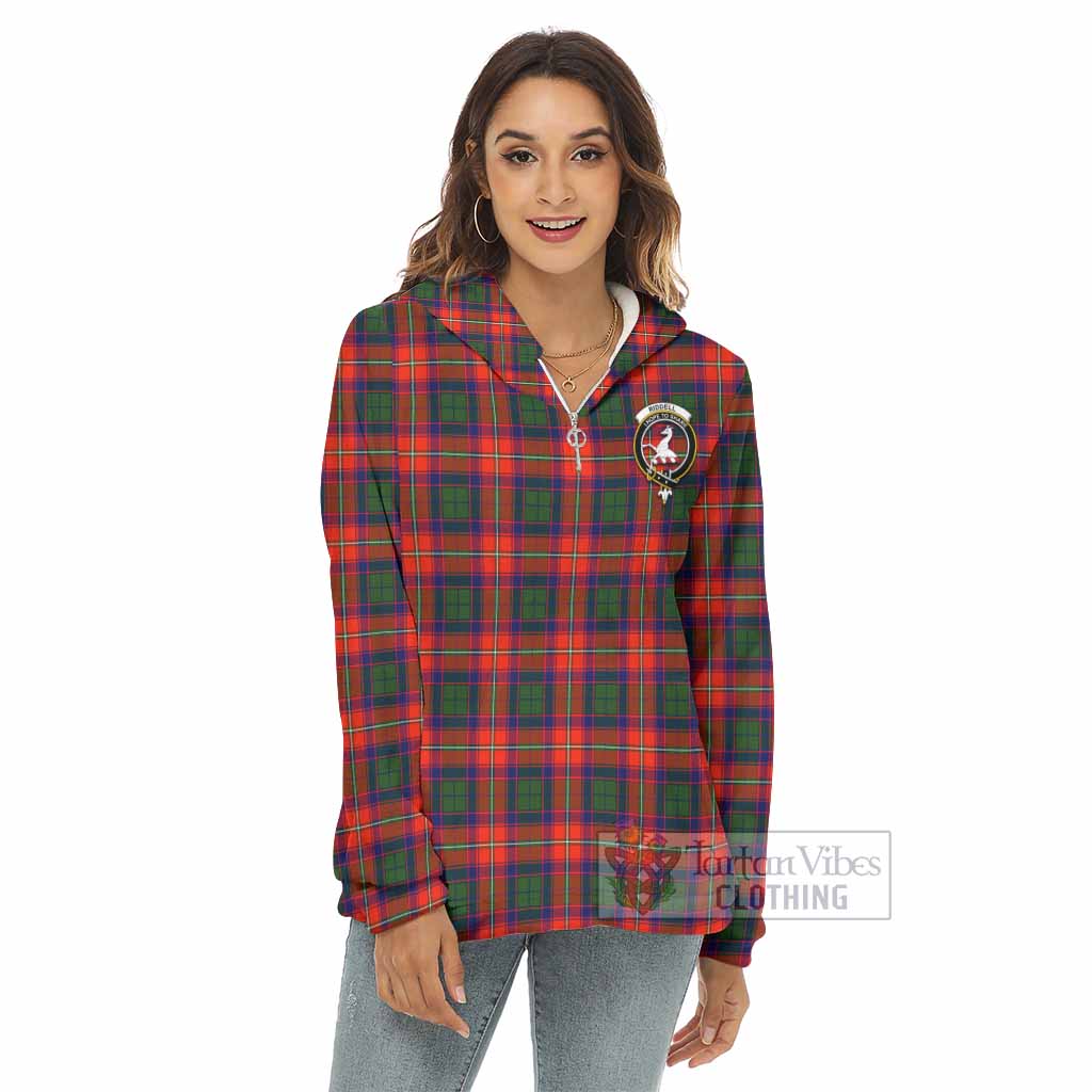 Tartan Vibes Clothing Riddell Tartan Crest Women's Borg  Half Zip Fleece Hoodie